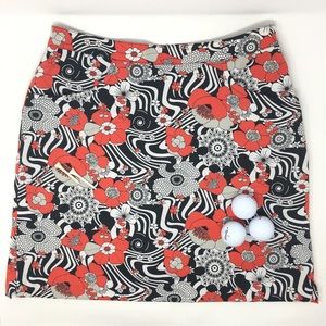 BETTE & COURT GOLD TENNIS SKIRT SKORT RED BLACK 6